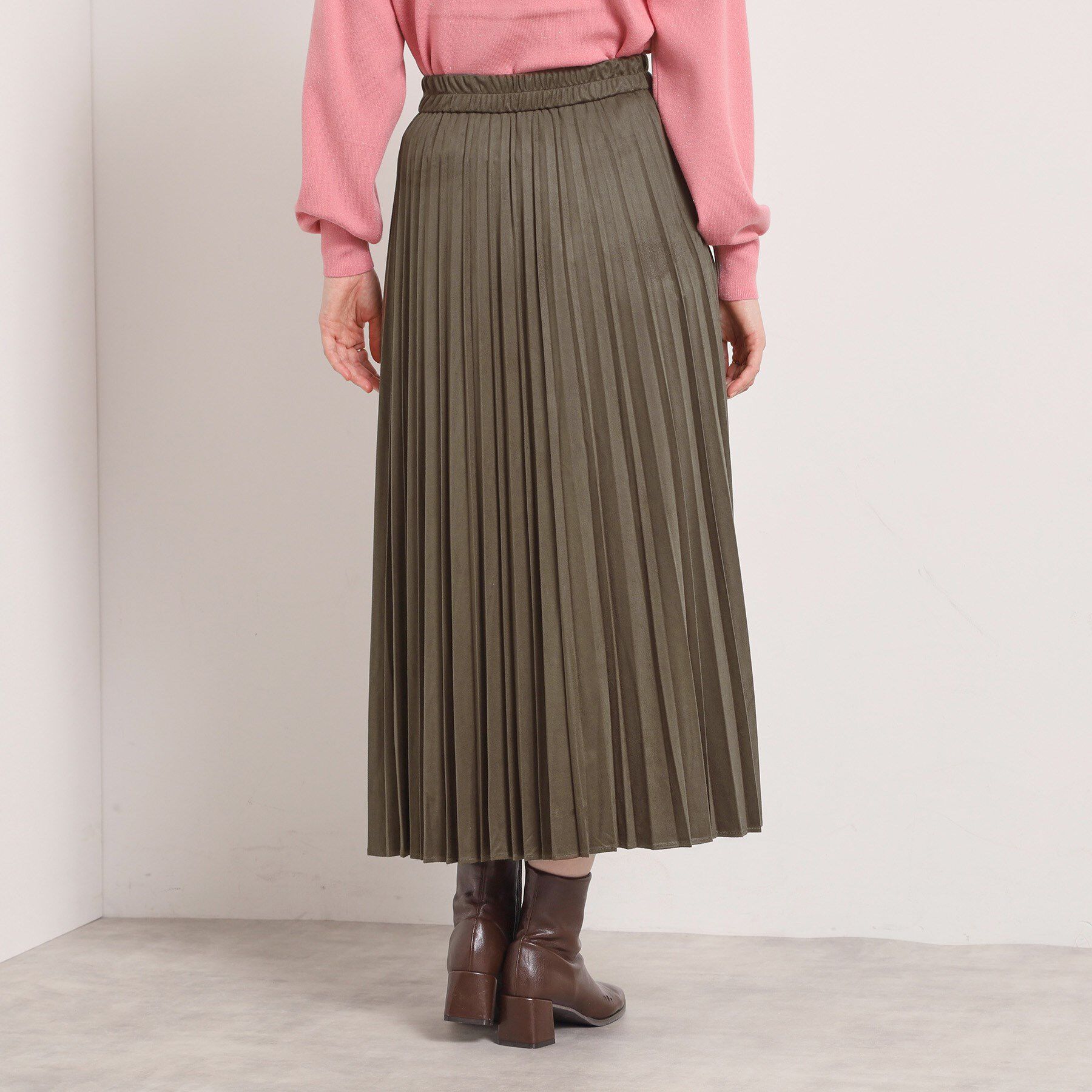 ITS&rsquo;DEMO「【手洗い可/ウエストゴム】フェイクスエードプリーツスカート」|スカート|