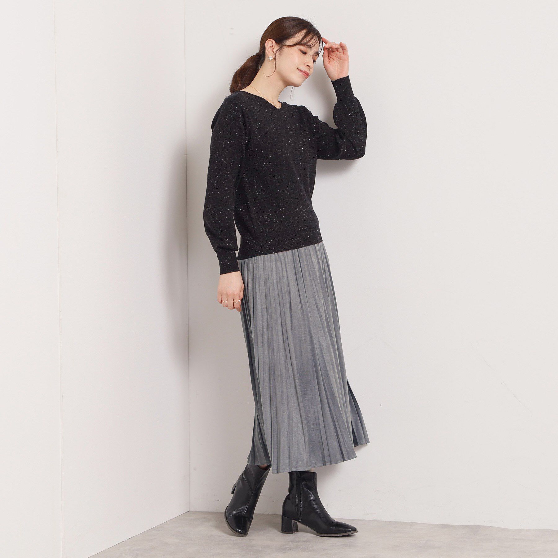 ITS&rsquo;DEMO「【手洗い可/ウエストゴム】フェイクスエードプリーツスカート」|スカート|