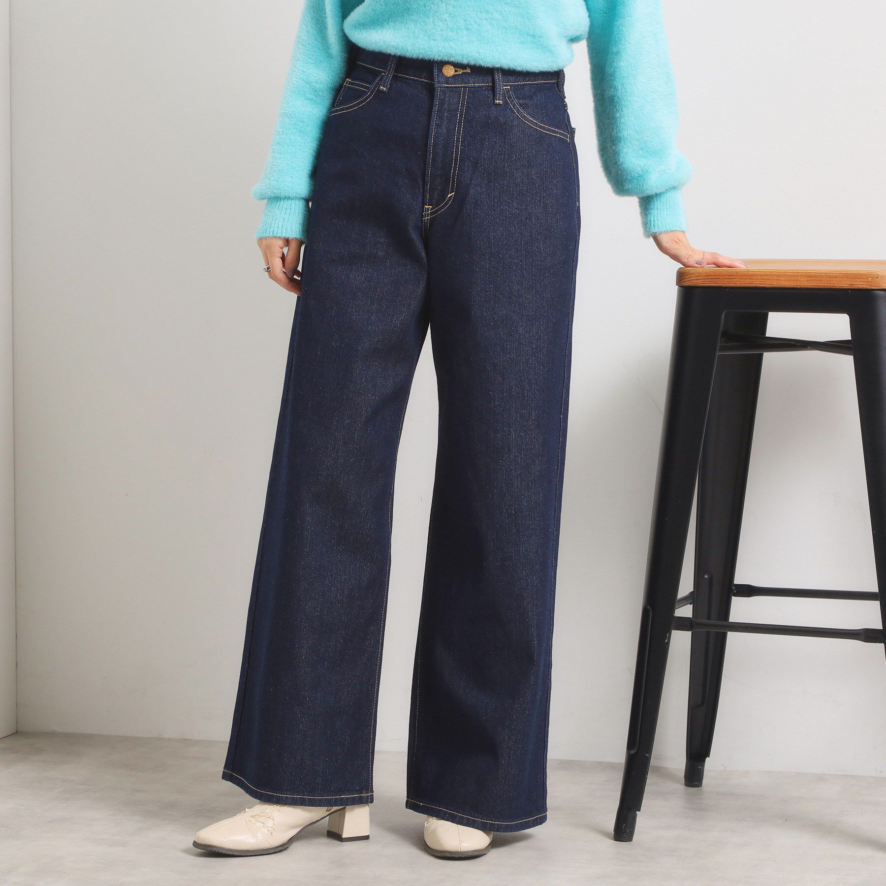 ITS&rsquo;DEMO「Lee Babe ワイドジーンズ」|デニム|ネイビー(094)