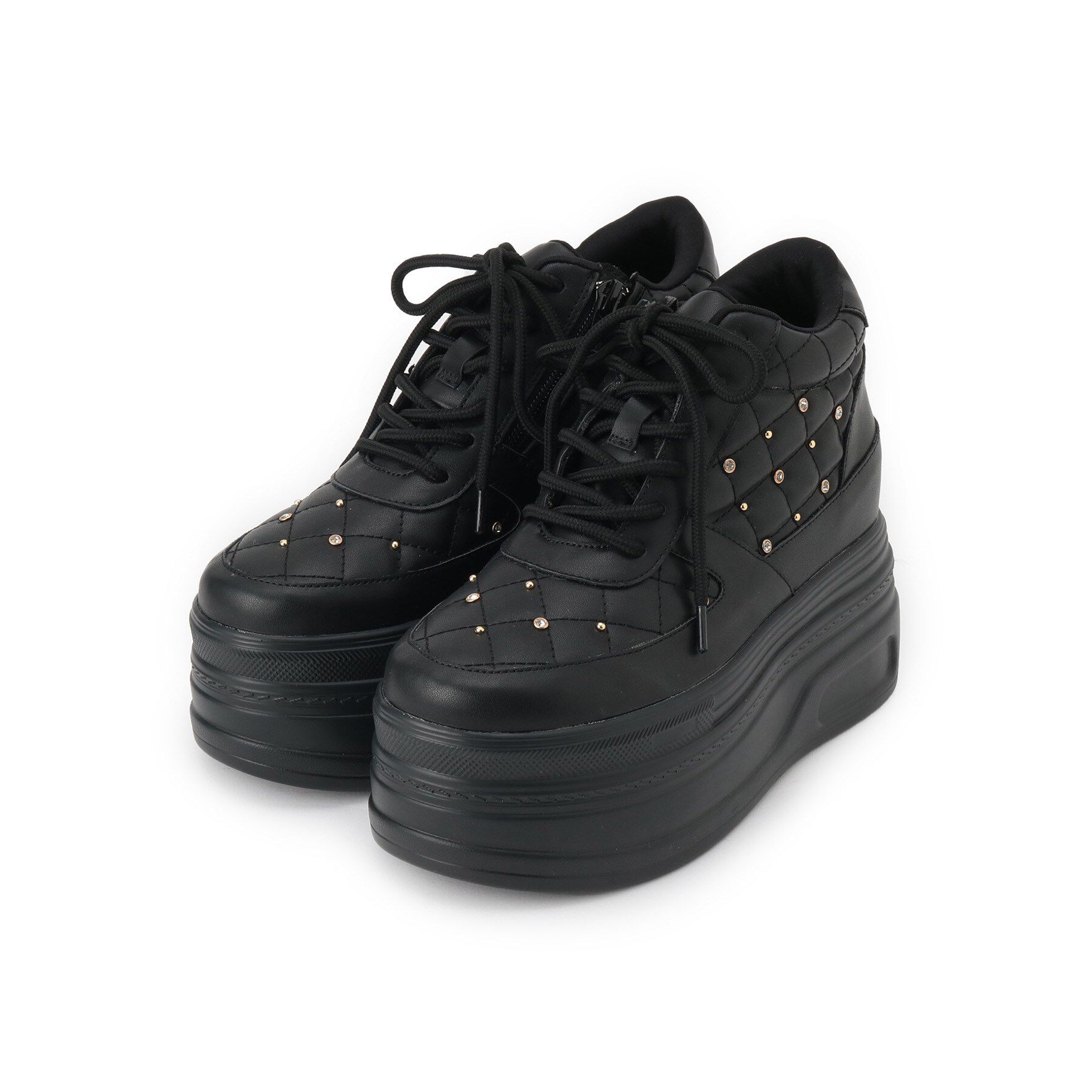 ESPERANZA「【EC先行販売】きゅんフィット厚底フラットキルティングスタッズスニーカー」|スニーカー|