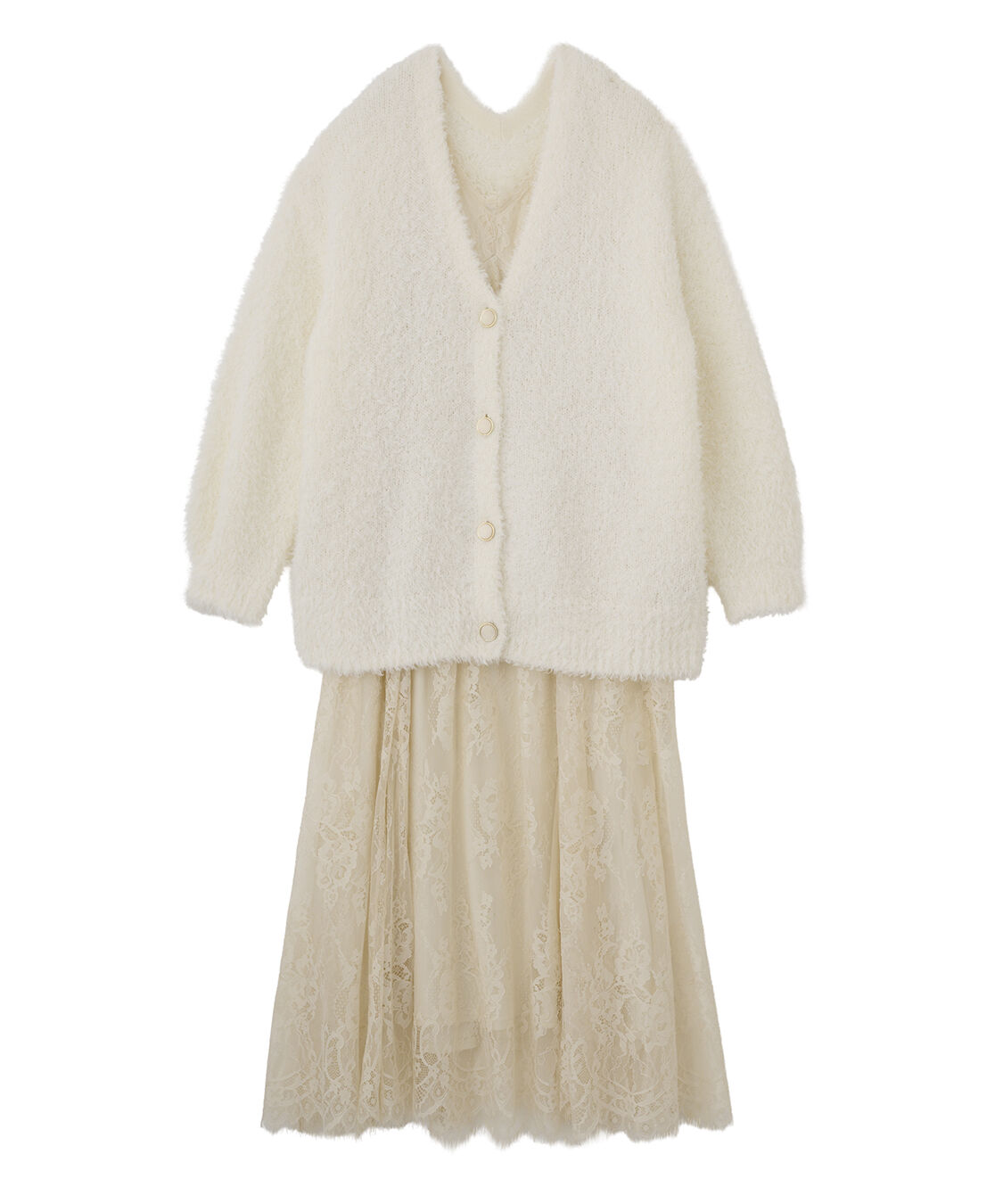 COCO DEAL「ニットカーデ&times;レースキャミワンピース」|ワンピース|