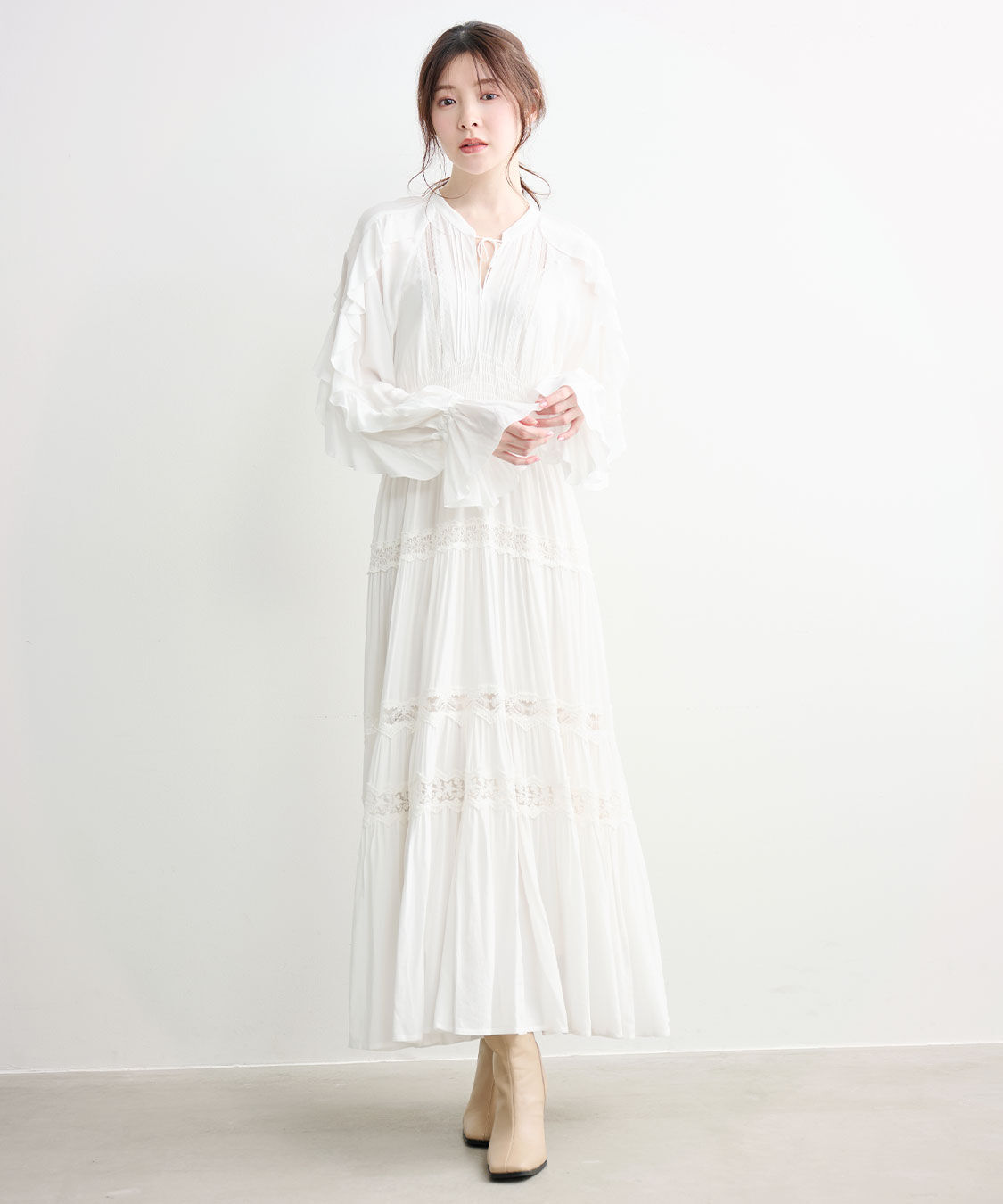 COCO DEAL「ラッフルレーストリムワンピース」|ワンピース|