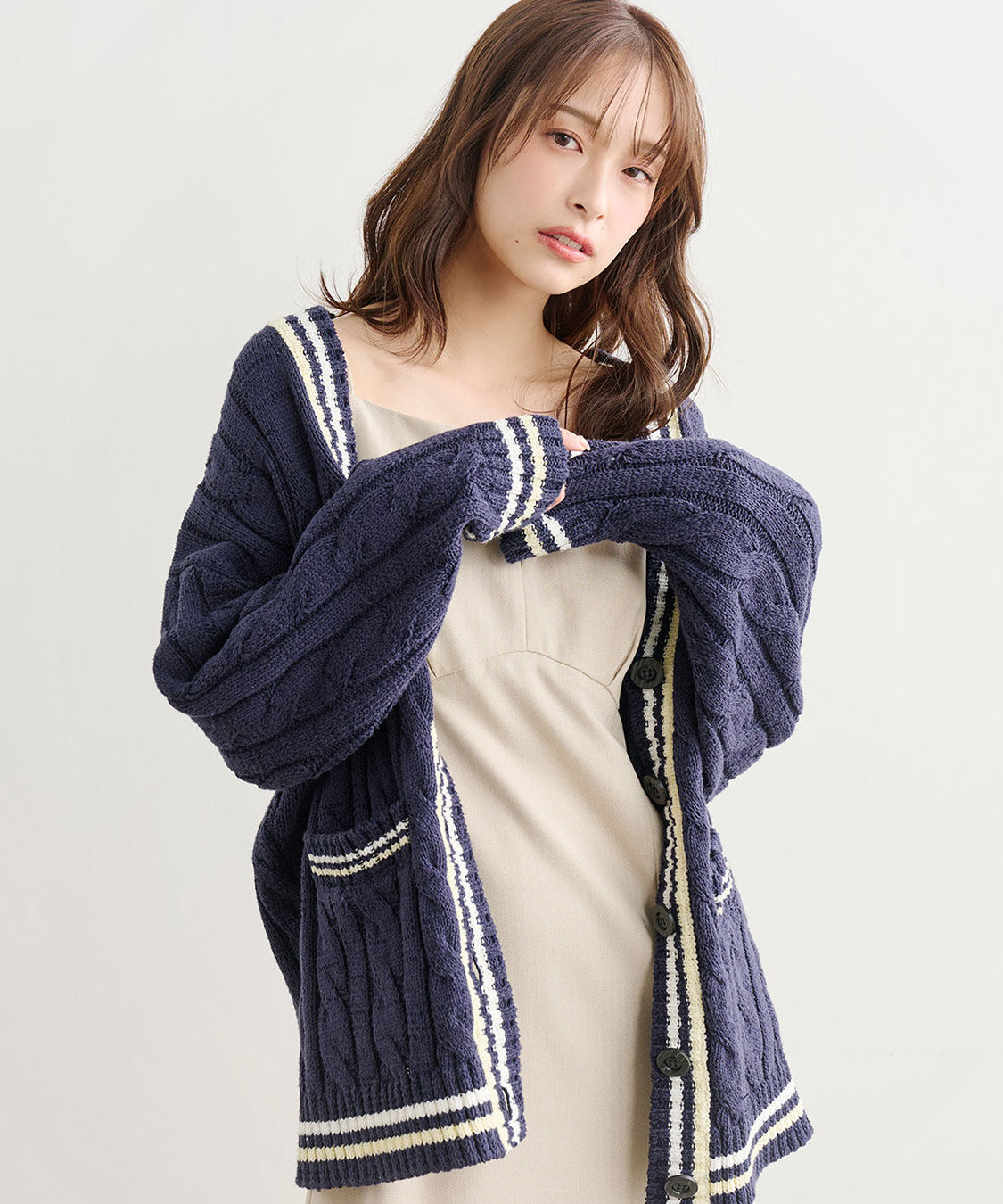 COCO DEAL「ケーブルラインニットカーディガン」|ニット・セーター|