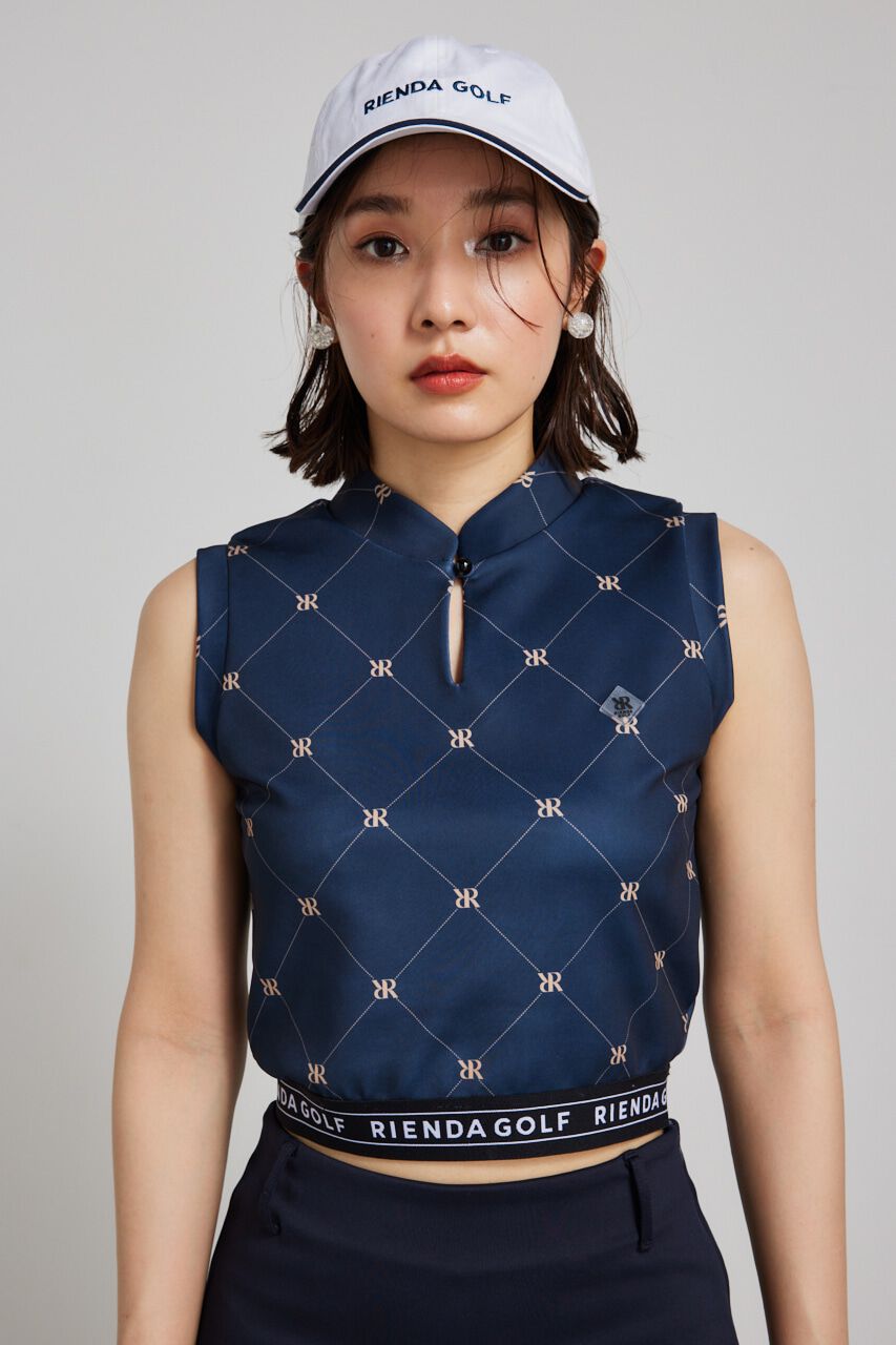 rienda「モックネックロゴノースリTOP」|タンクトップ|