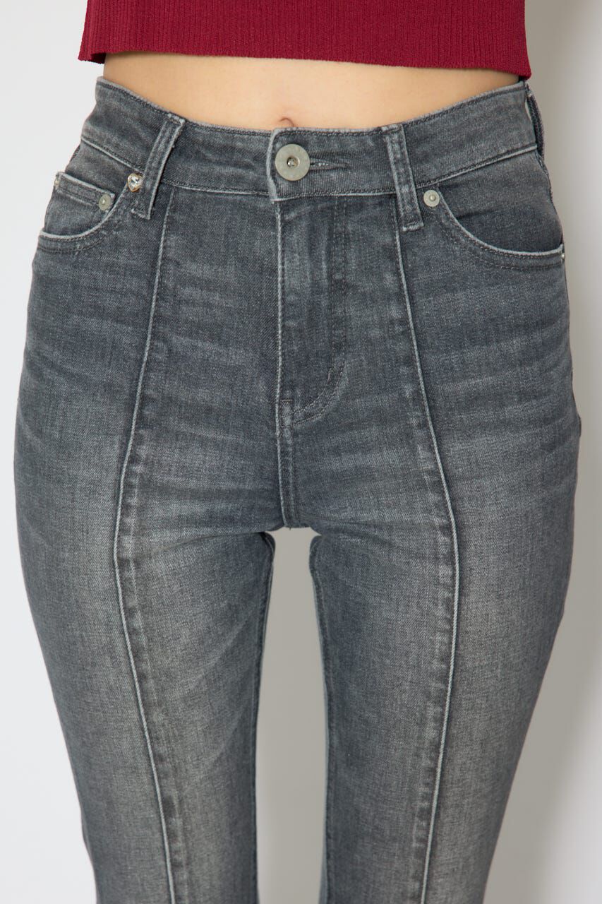 rienda「レースアップハイウエストデニムパンツ」|デニム|