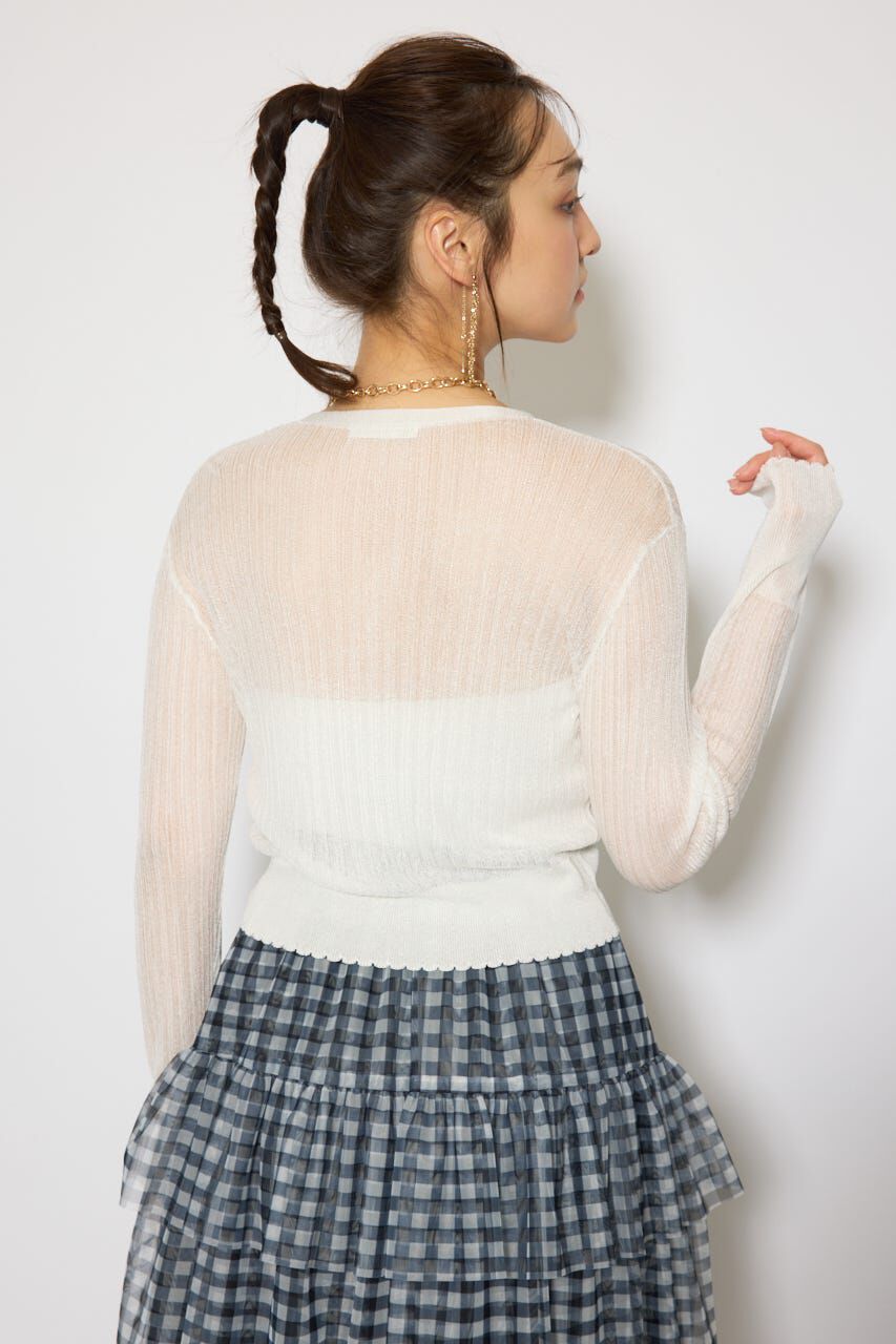 rienda「スカラップクロップドニットカーディガン」|カーディガン|