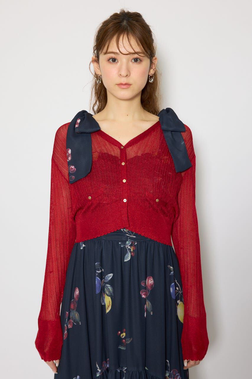 rienda「スカラップクロップドニットカーディガン」|カーディガン|