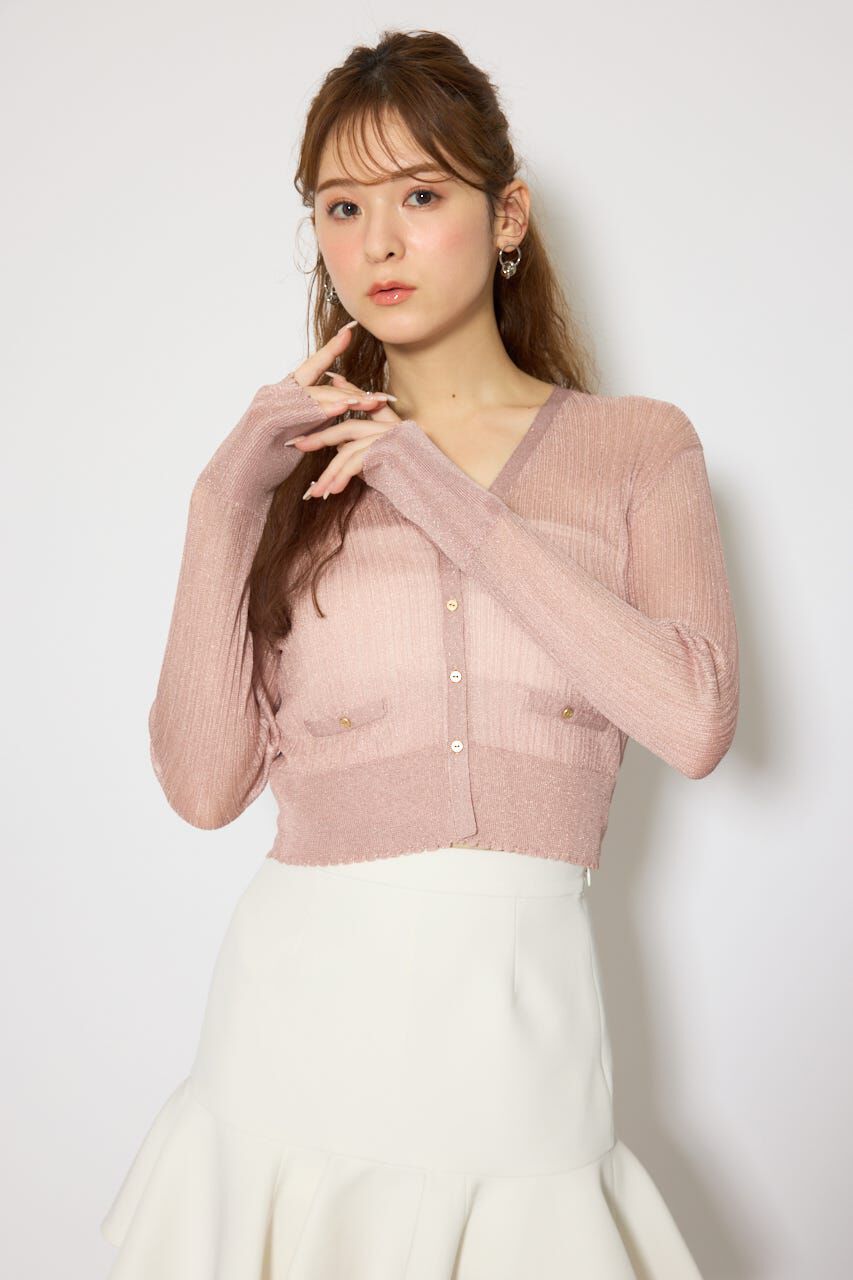 rienda「スカラップクロップドニットカーディガン」|カーディガン|PNK