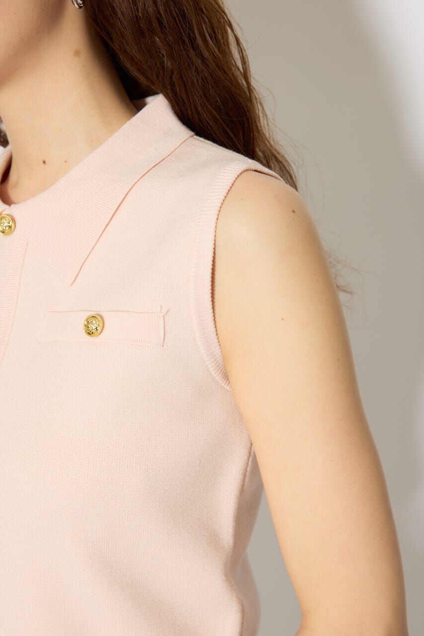 rienda「ゴールドボタンノースリニットトップス」|ニット・セーター|