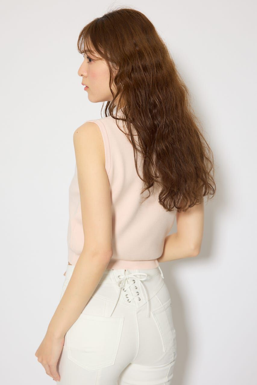 rienda「ゴールドボタンノースリニットトップス」|ニット・セーター|