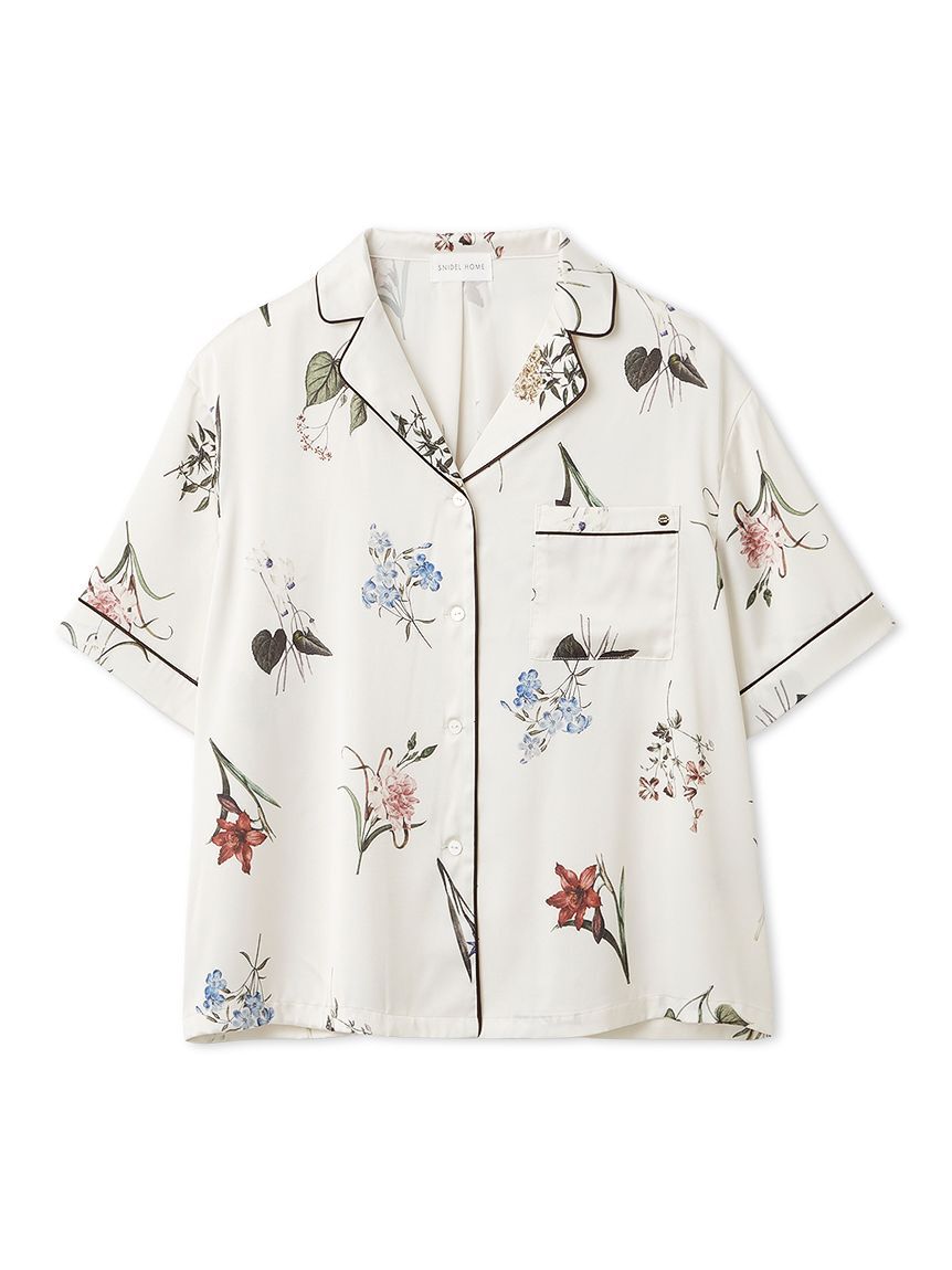 SNIDEL HOME「【UVカット】サテンプリント開襟シャツ」|ルームウェア|