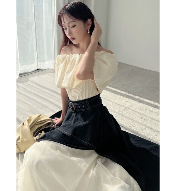 RESEXXY「ボリュームドッキングオフショルニットトップス」|ニット・セーター|