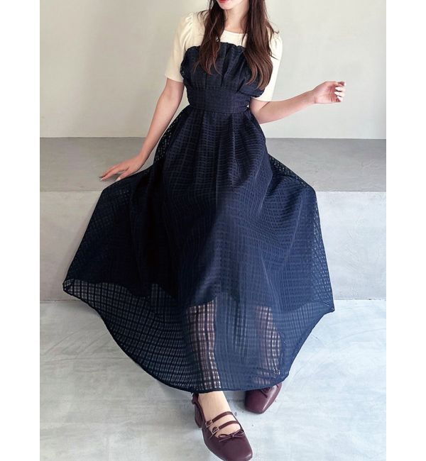 RESEXXY「バルーンヘムドッキングワンピース」|ワンピース|ネイビー