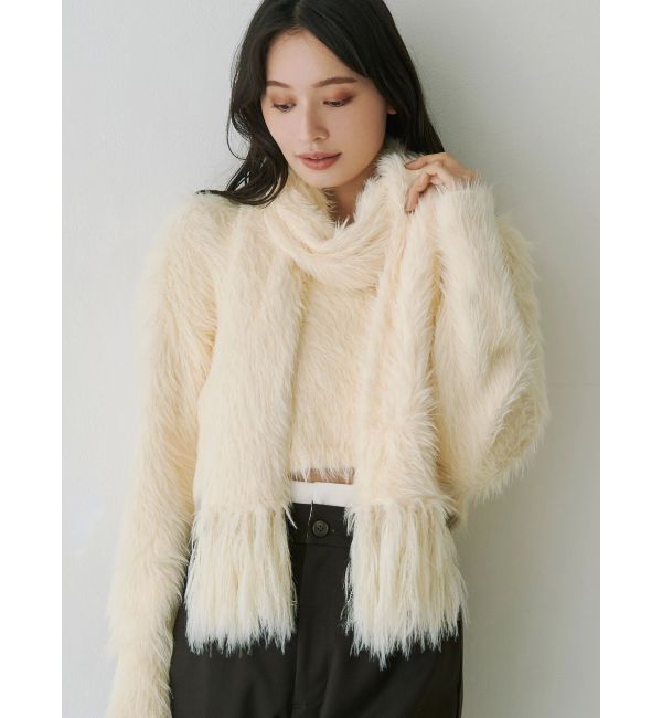 MERCURYDUO「ロングシャギーマフラーセットニット」|ニット・セーター|イエロー