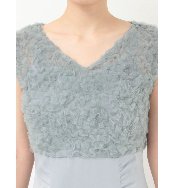 MERCURYDUO「チュールフリルドッキングサテンワンピース」|ドレス|