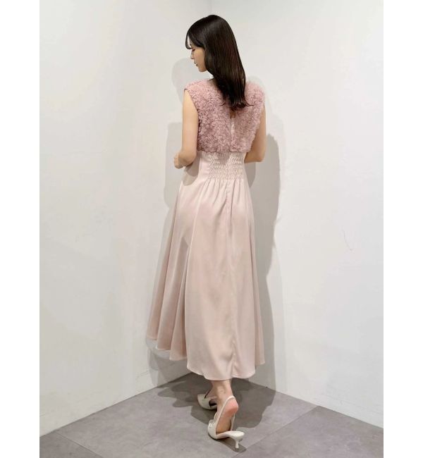 MERCURYDUO「チュールフリルドッキングサテンワンピース」|ドレス|