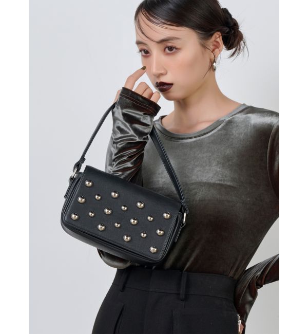 MURUA「スタッズワンハンドルバッグ」|ハンドバッグ|ブラック
