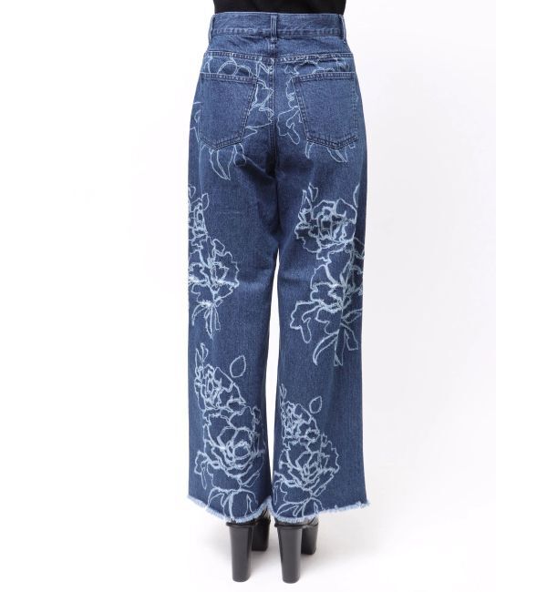 MURUA「ダメージフラワーワイドデニム」|デニム|