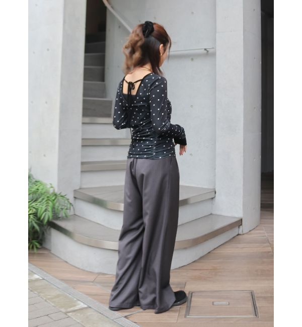 Ungrid「バックオープンドットシアーベロアロングスリーブTee」|Tシャツ・カットソー|