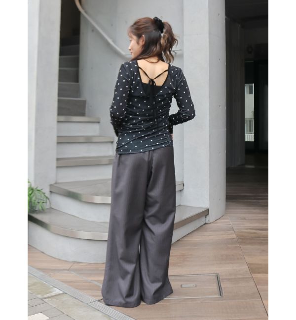 Ungrid「バックオープンドットシアーベロアロングスリーブTee」|Tシャツ・カットソー|