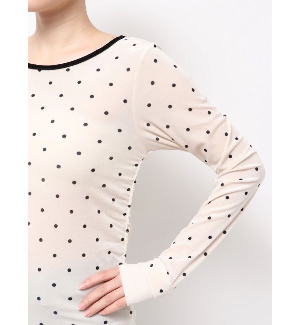 Ungrid「バックオープンドットシアーベロアロングスリーブTee」|Tシャツ・カットソー|