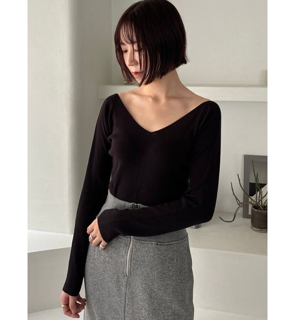 LAGUNAMOON「バレリーナアシメヘムニットプルオーバー」|ニット・セーター|ブラック