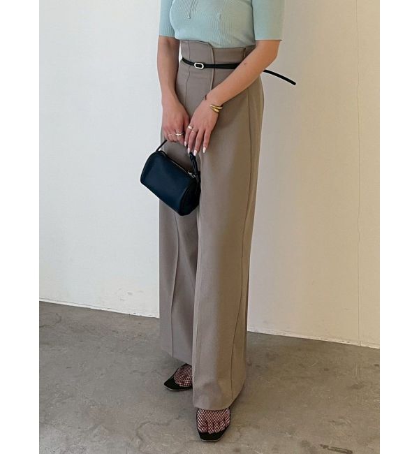 LAGUNAMOON「バイカラーライトベルトパンツ」|その他|ベージュ