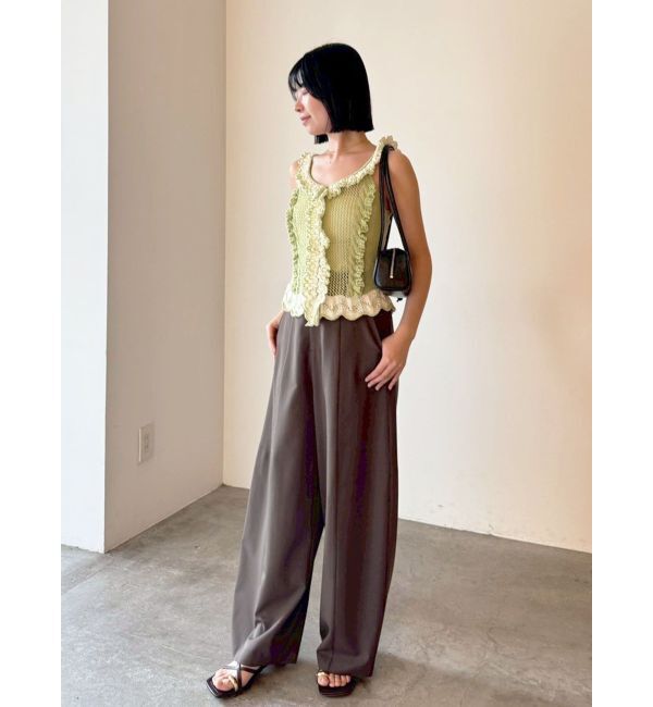 LAGUNAMOON「フリルデザインノースリニットプルオーバー」|ニット・セーター|