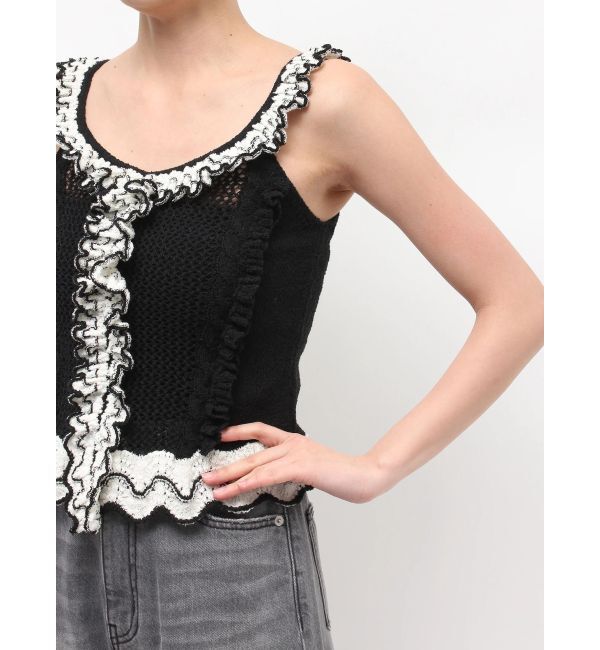 LAGUNAMOON「フリルデザインノースリニットプルオーバー」|ニット・セーター|