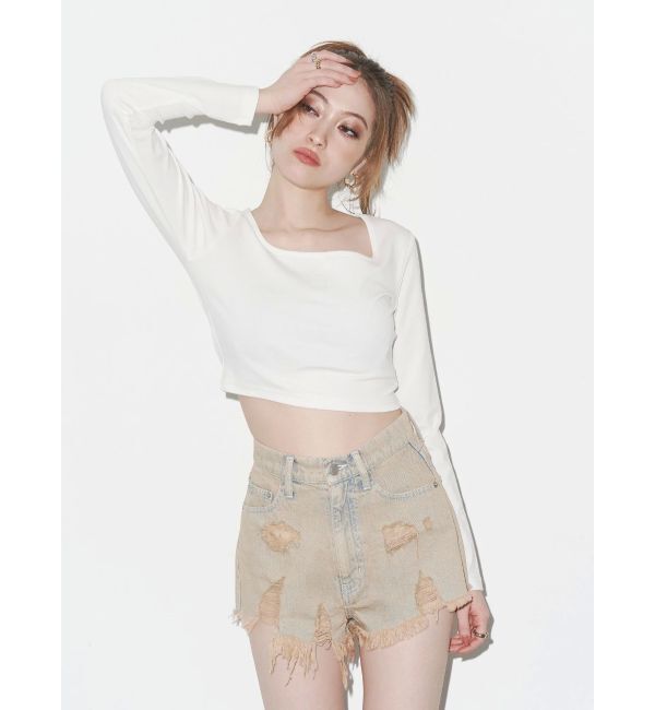 EVRIS「スクエアクロップドトップス」|Tシャツ・カットソー|