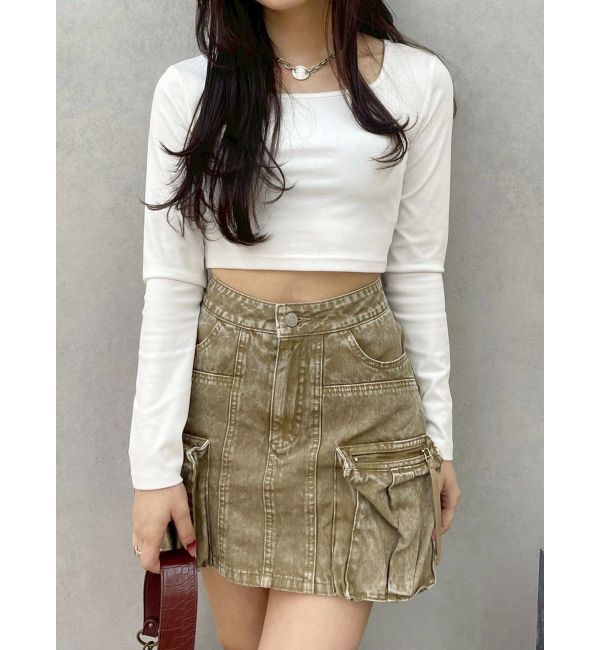 EVRIS「スクエアクロップドトップス」|Tシャツ・カットソー|