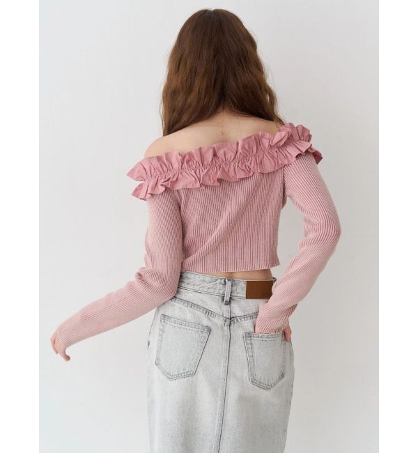 EVRIS「フリルピグメントニットトップス」|ニット・セーター|