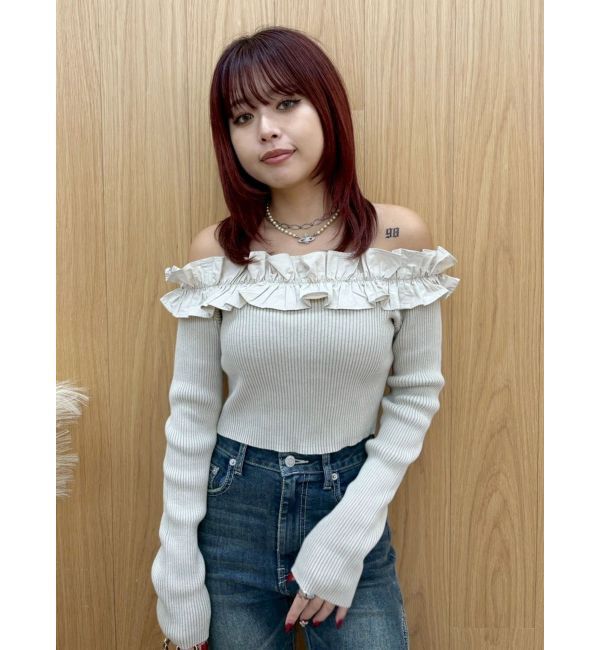 EVRIS「フリルピグメントニットトップス」|ニット・セーター|