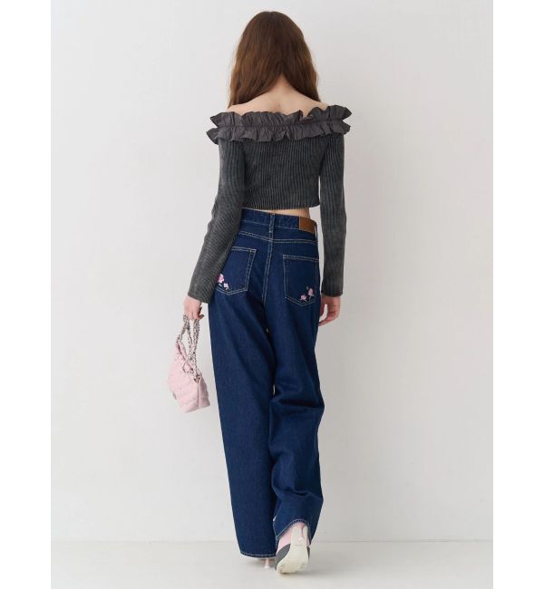 EVRIS「フリルピグメントニットトップス」|ニット・セーター|