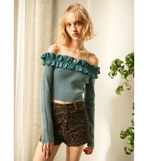 EVRIS「フリルピグメントニットトップス」|ニット・セーター|