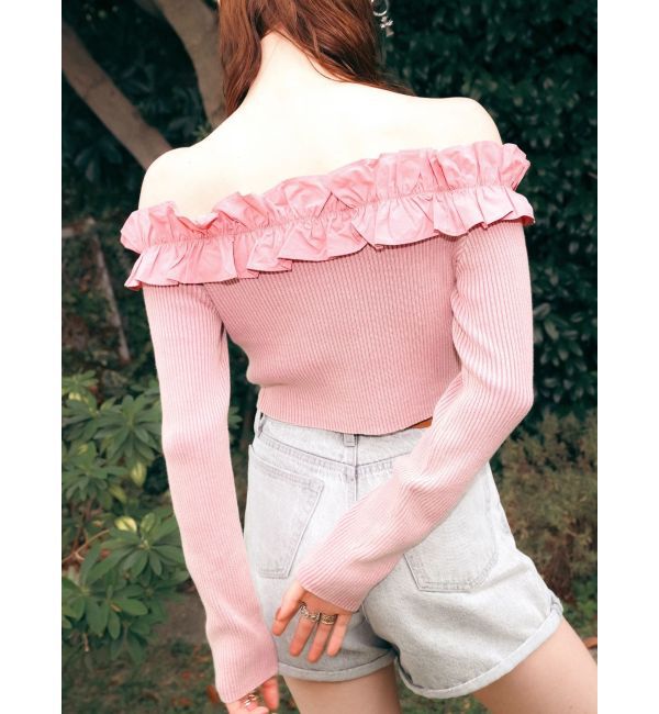 EVRIS「フリルピグメントニットトップス」|ニット・セーター|