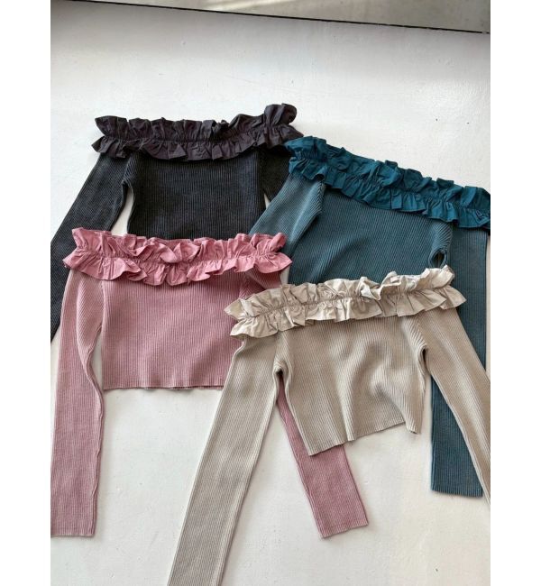 EVRIS「フリルピグメントニットトップス」|ニット・セーター|