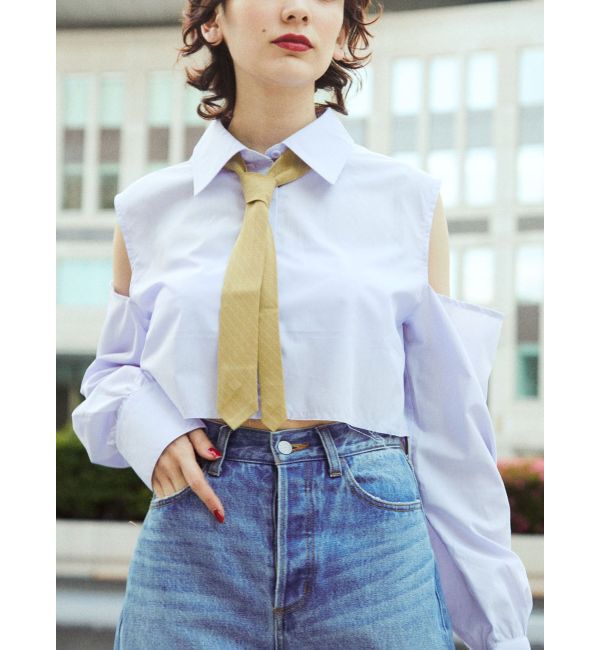 jouetie「オープンショルダータイシャツ」|シャツ・ブラウス|パープル