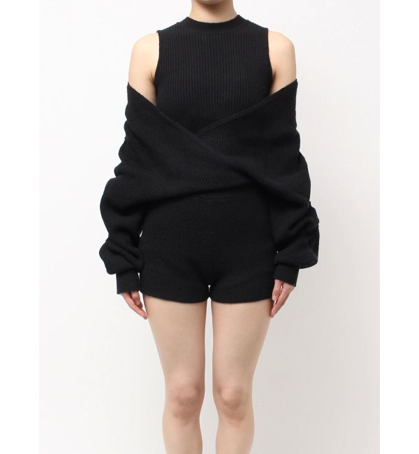 GYDA「アームギャザーレイヤードニットロンパース」|オールインワン|