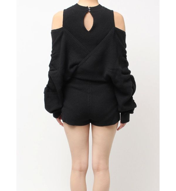 GYDA「アームギャザーレイヤードニットロンパース」|オールインワン|