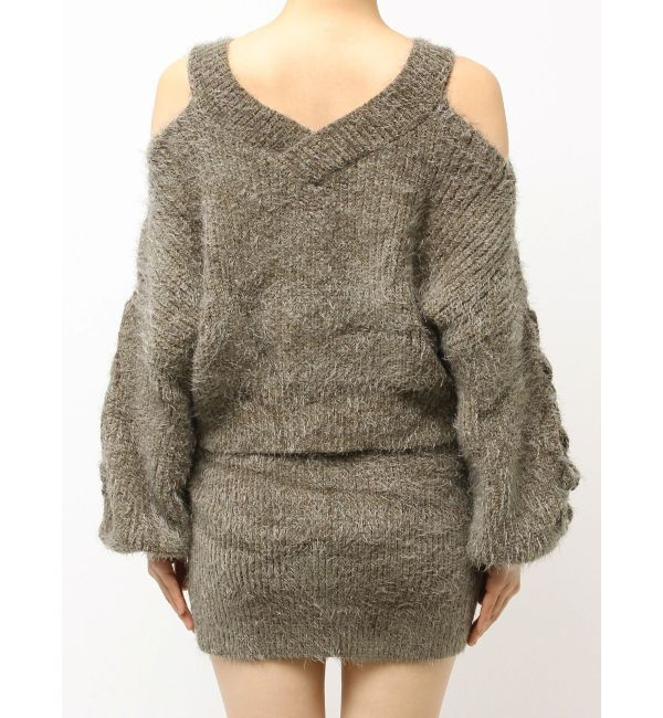 GYDA「レースアップシャギーニットトップス」|ニット・セーター|