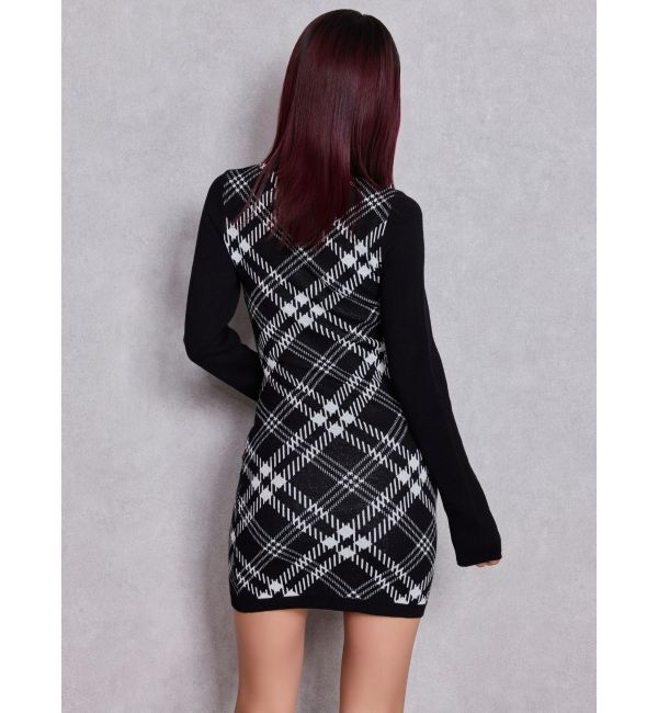 GYDA「GG embroideryラメCHECKニットワンピース」|ワンピース|