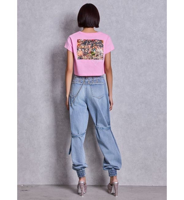 GYDA「ハイウエストGYDA chainデザインジョガーデニムパンツ」|デニム|