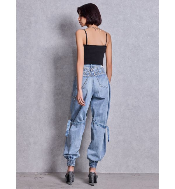 GYDA「ハイウエストGYDA chainデザインジョガーデニムパンツ」|デニム|