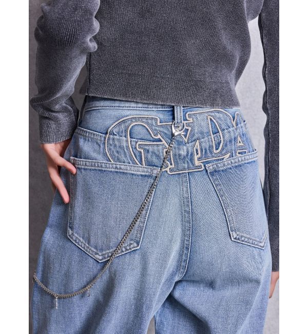 GYDA「ハイウエストGYDA chainデザインジョガーデニムパンツ」|デニム|