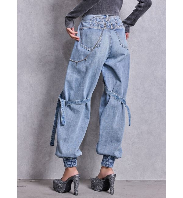 GYDA「ハイウエストGYDA chainデザインジョガーデニムパンツ」|デニム|