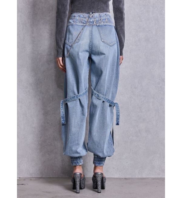 GYDA「ハイウエストGYDA chainデザインジョガーデニムパンツ」|デニム|