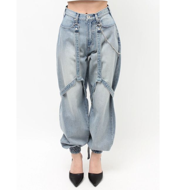 GYDA「ハイウエストGYDA chainデザインジョガーデニムパンツ」|デニム|