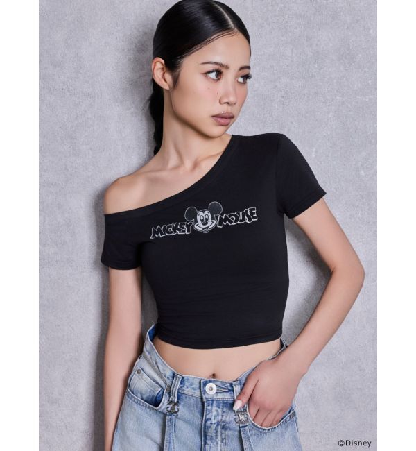GYDA「GYDA/Disney/ラメプリントワンショルダーTシャツ」|Tシャツ・カットソー|