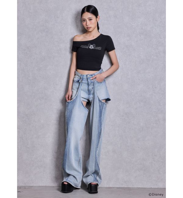 GYDA「GYDA/Disney/ラメプリントワンショルダーTシャツ」|Tシャツ・カットソー|